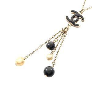 Chanel Coco Mark Necklace Gold Plated Faux Pearl
